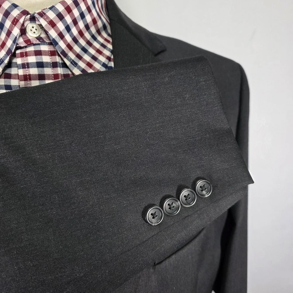 Pronto Uomo Men's Sport‎ Coat Blazer Two Button Charcoal Gray Wool Size 44L